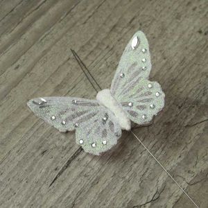 Papillon dentelle tulle blanc pour déciration de mariage.