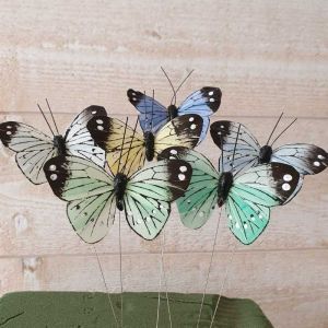 Mini papillons artificiels en plume avec décoration élégante.