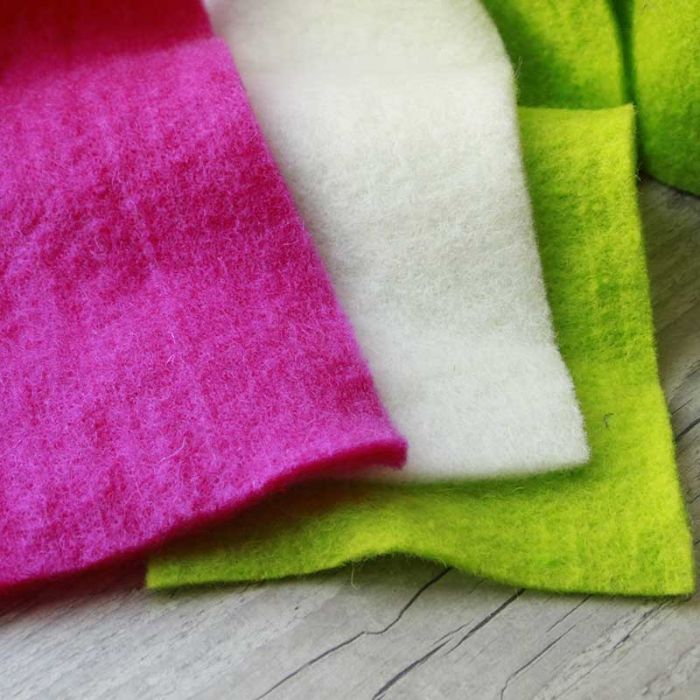 Collection bande laine feutrée 5 coloris crème rose jaune vert art floral décoration