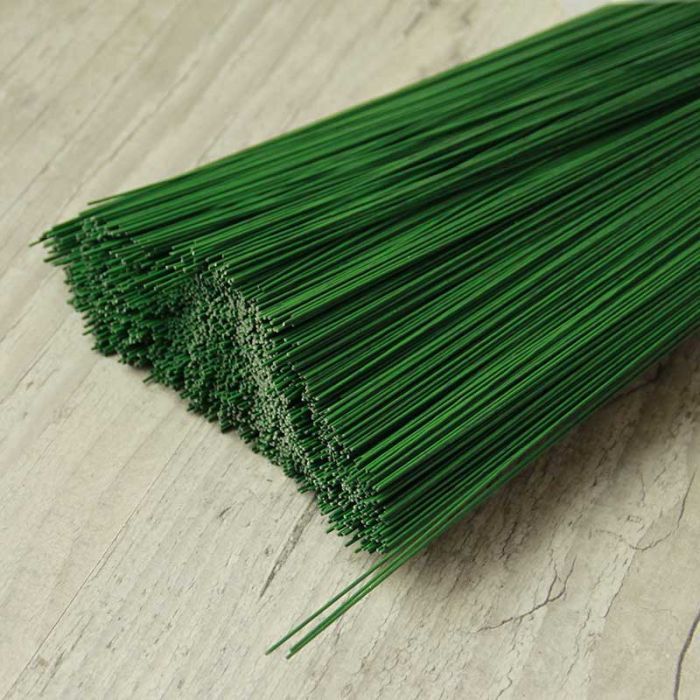 Fil à tiger fleuriste vert tige droite semi-rigide 40 cm lot 12 art floral