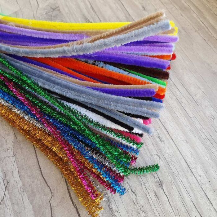 Lot de 100 fils chenille multicolores souples et duveteux pour loisirs créatifs