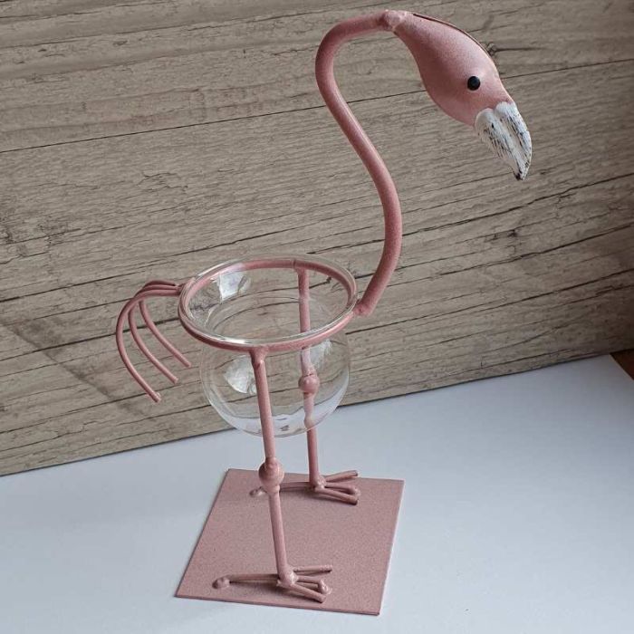 Vase hydroponique flamant rose