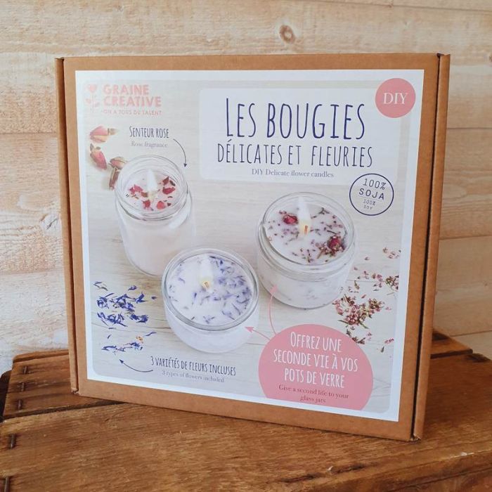 Kit pour réaliser des bougies à la cire Soja dans pots recyclés.