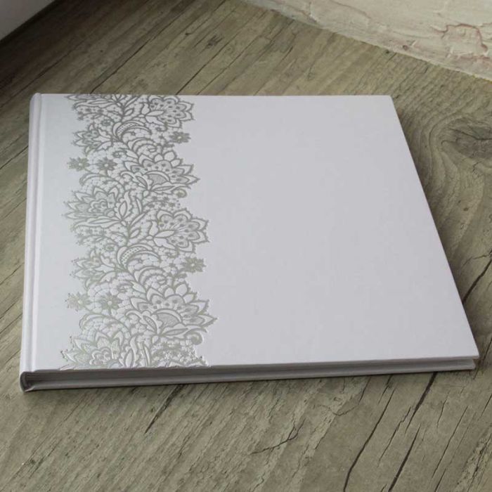 Livre d'or carré blanc et argent