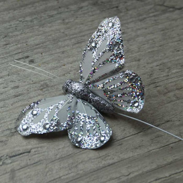 Papillon argenté décoration