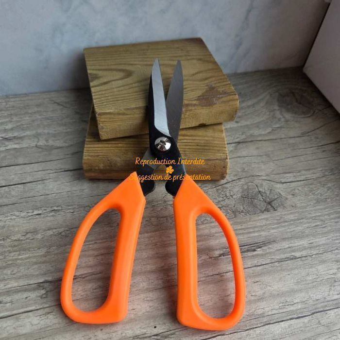 Ciseaux bonsaï lames carbone et poignées orange ergonomiques – vue générale ouverts
