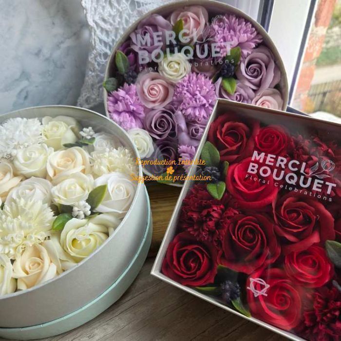 Fleurs de savon en boite