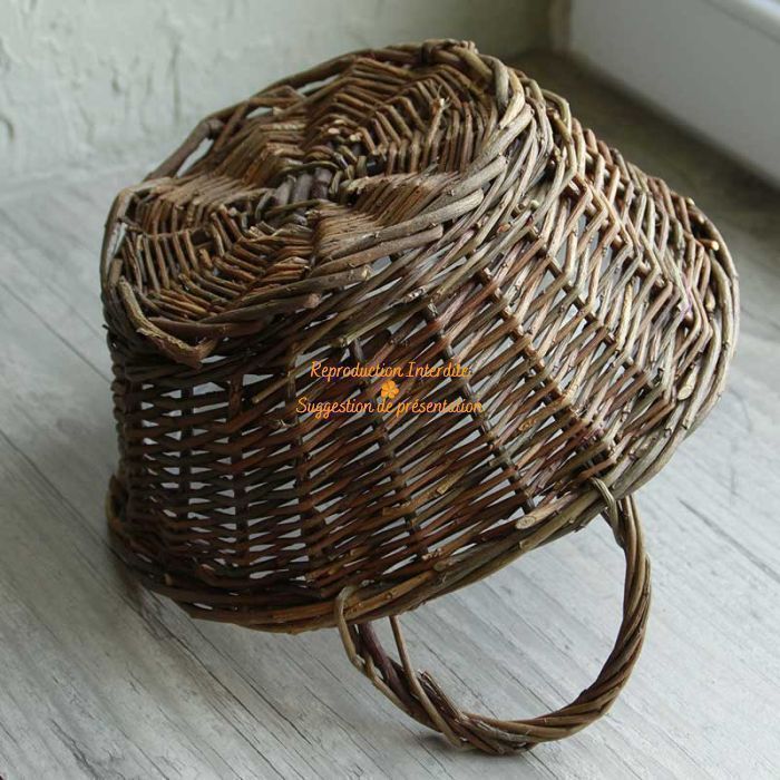 Panier en osier gris - 40 cm / grand - panier de fleurs en