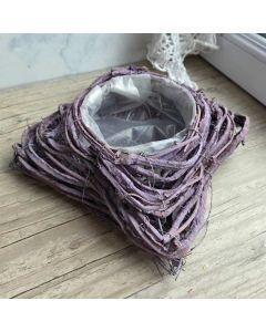 Corbeille coussin en sarment parme